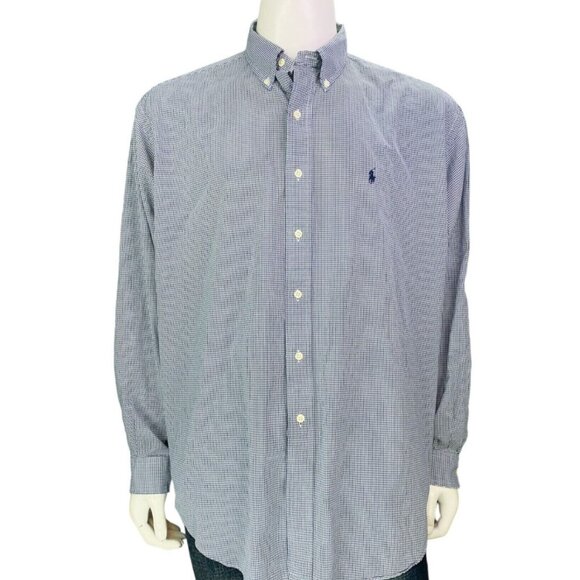 Ralph Lauren Mens Shirt Blake Fit Oversized Button Blue Gingham Check Size XL - Picture 2 of 12